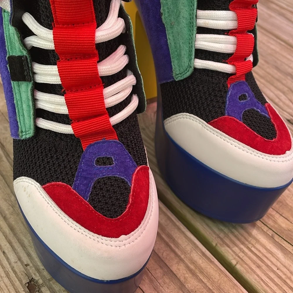 Anthony Wang Zucchini Colorblock Platform Sneaker Heels Size 7.5